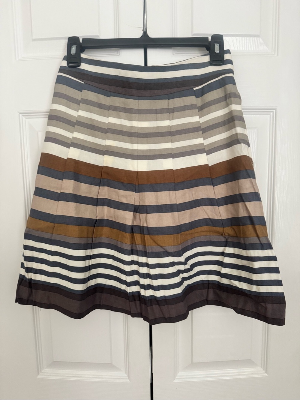 Banana Republic Striped A-Line Skirt in Neutral & Brown Tones